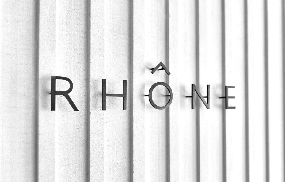 Rhone logo on office wall